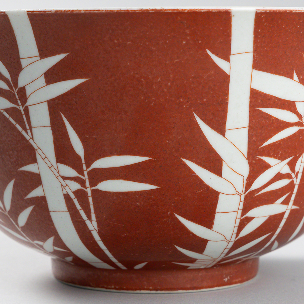 Lot1039 A RED GLAZED PORCELAIN BOWL, WITH BAMBOO DESIGN Guangxu six-character mark, and of the period (1875-1908)