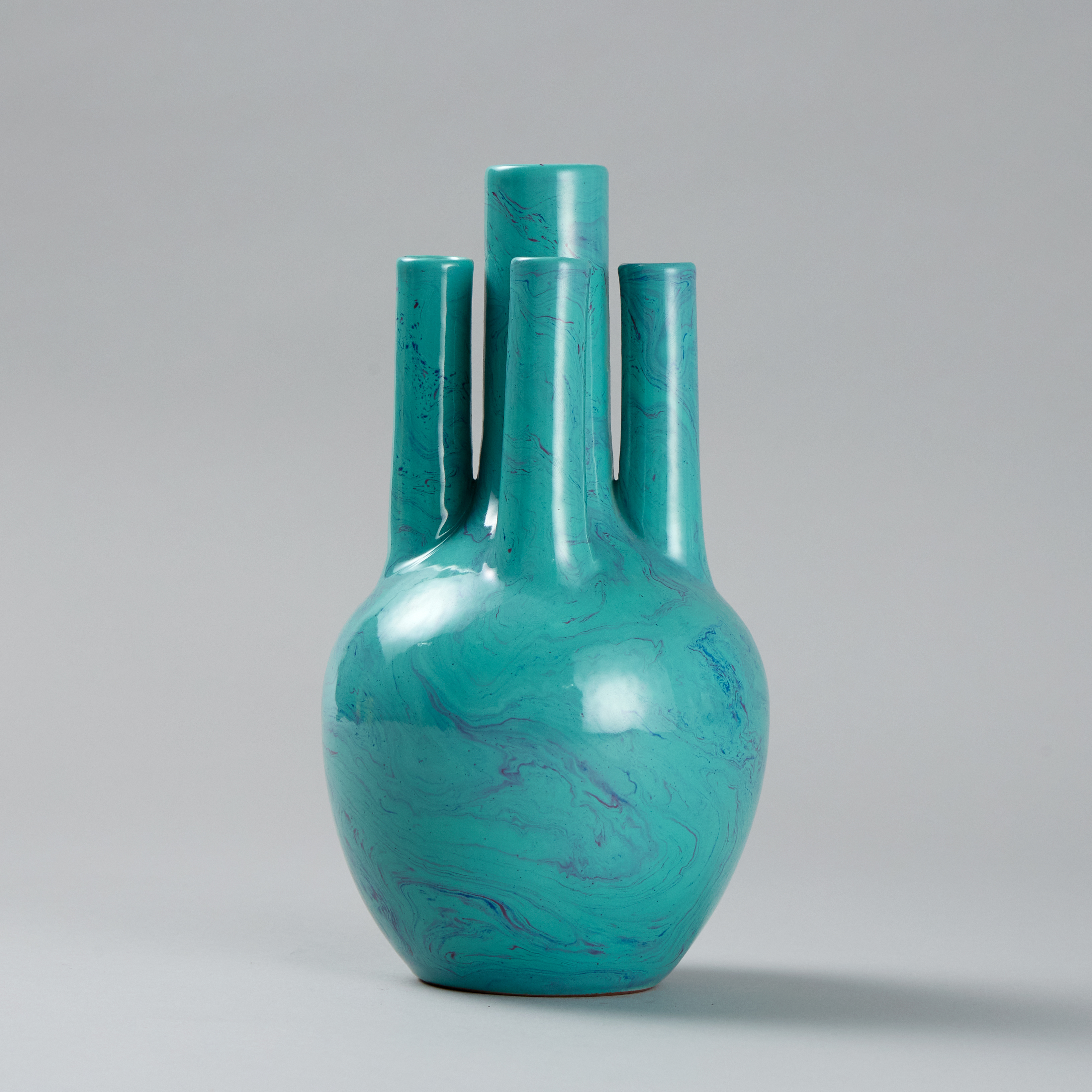 Lot1088 A BLUE GLAZED FIVE-SPOUT PORCELAIN BOTTLE (20th Century)